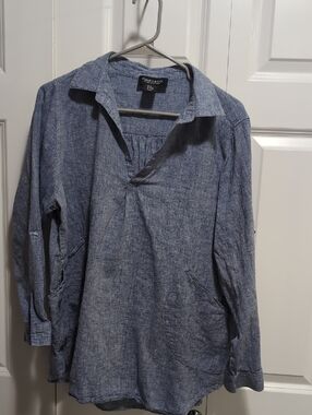 Blue Chambray Popover Blouse